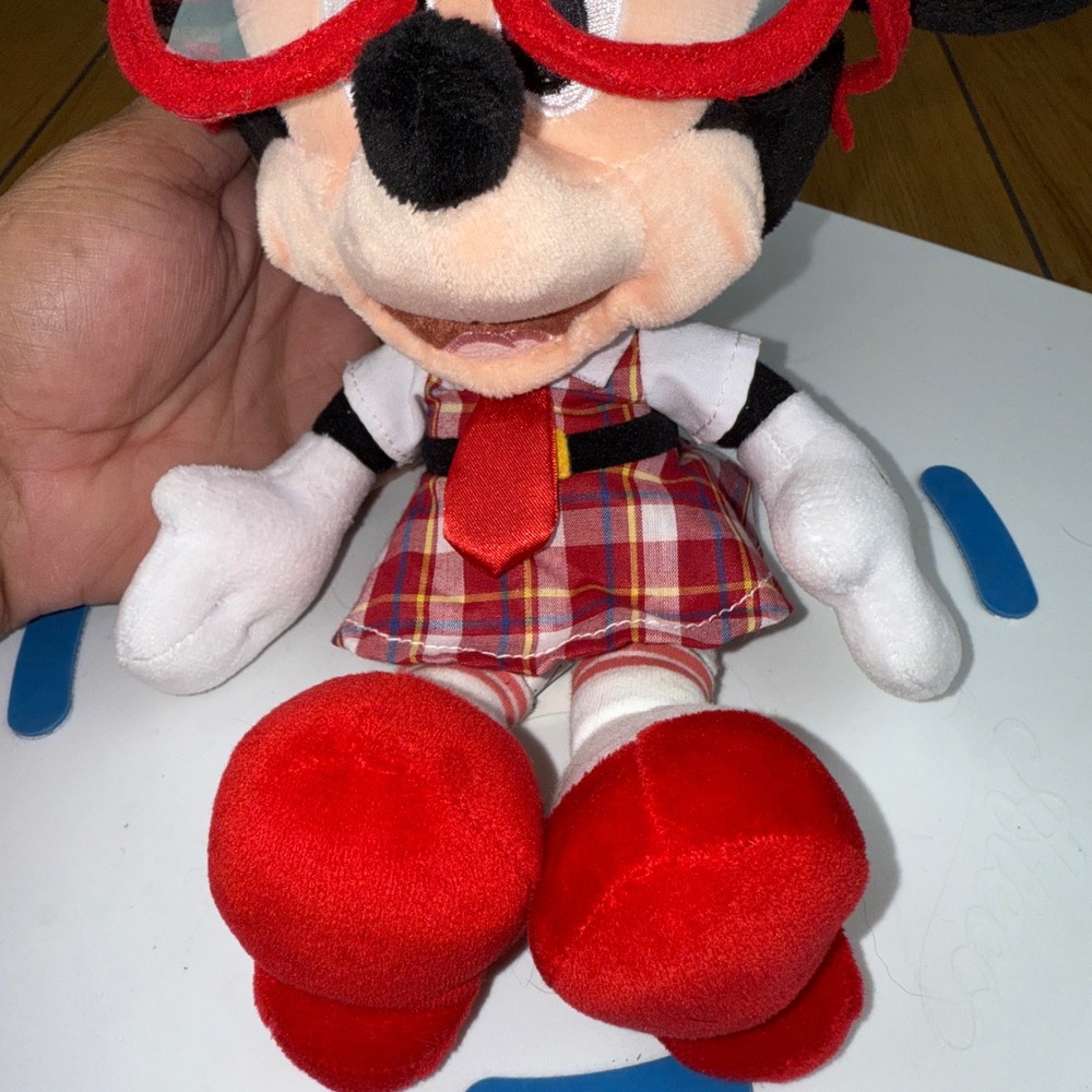 Disney Parks Minnie Mouse Nerd Plush With Glasses Hipster School Girl - Picture 5 of 15